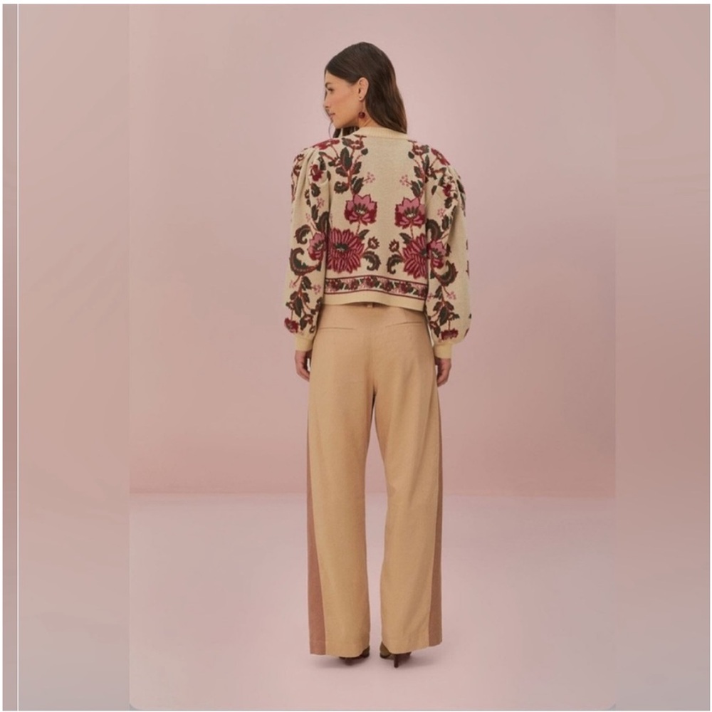 Farm Rio bicolor High Waist Beige Pants NEW sz S